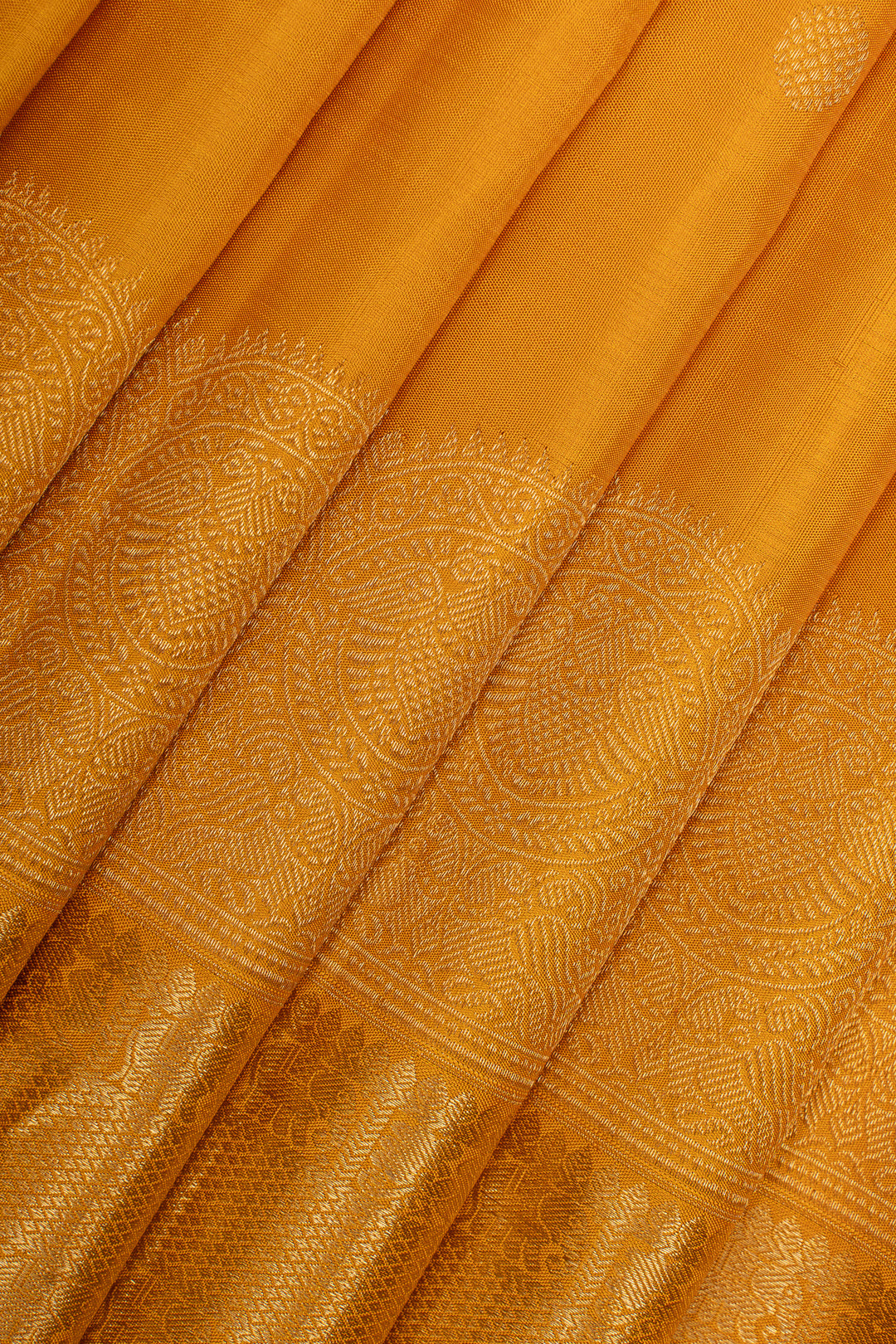 Yellow turning border  pure kanchipuram silk saree