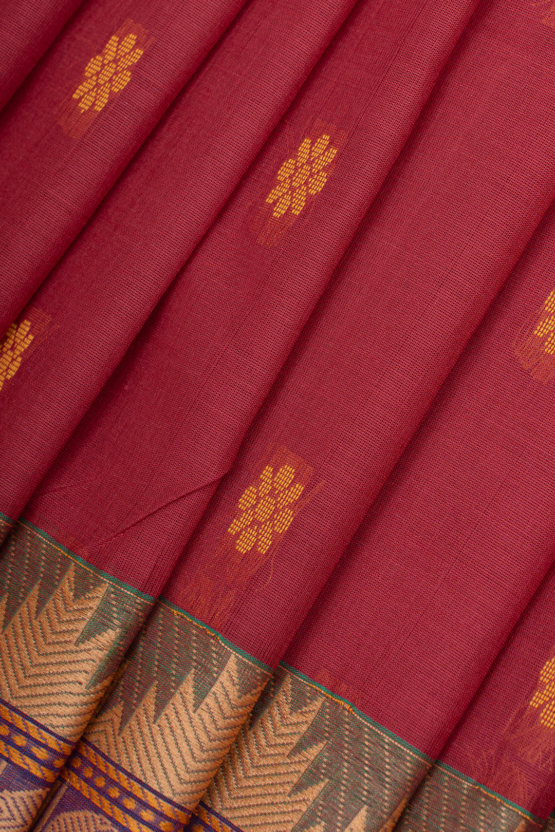 Red traditional pure cotton saree