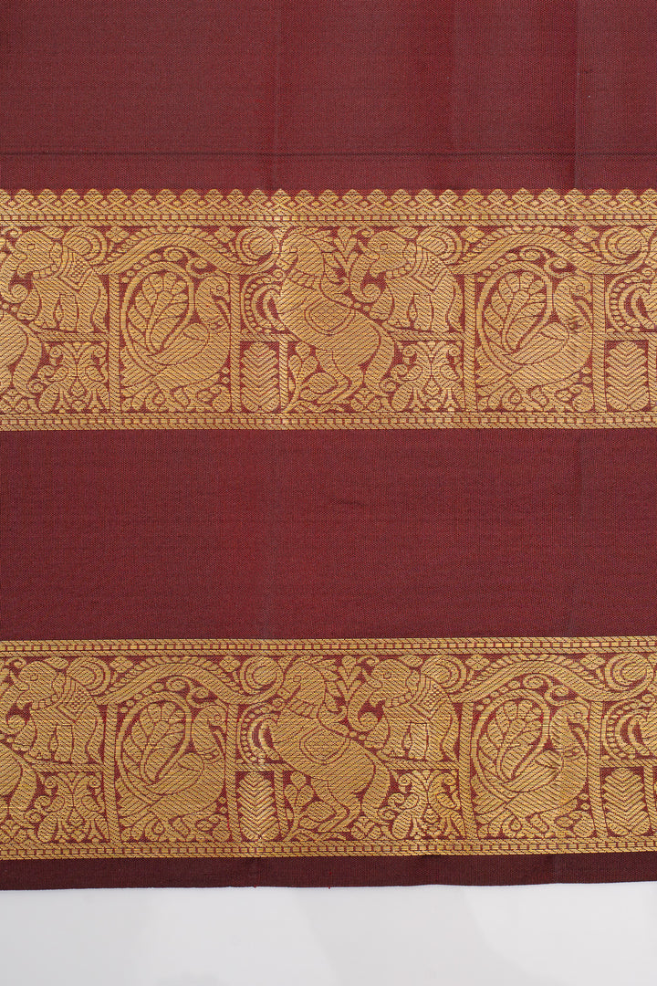 Maroon neli stripes pure kanchipuram silk saree