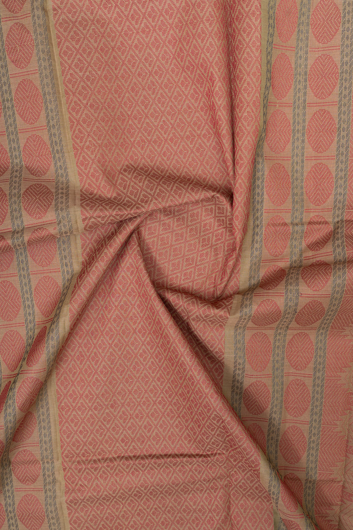 Beige traditional pure cotton saree