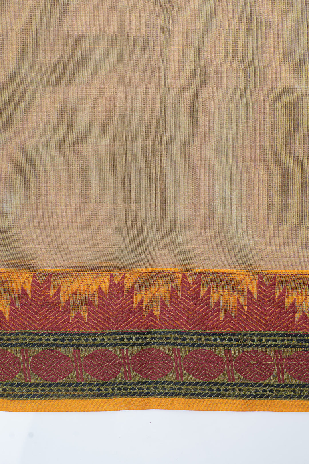 Beige traditional pure cotton saree