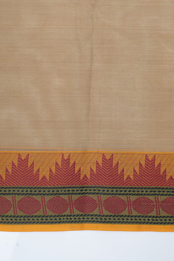 Beige traditional pure cotton saree