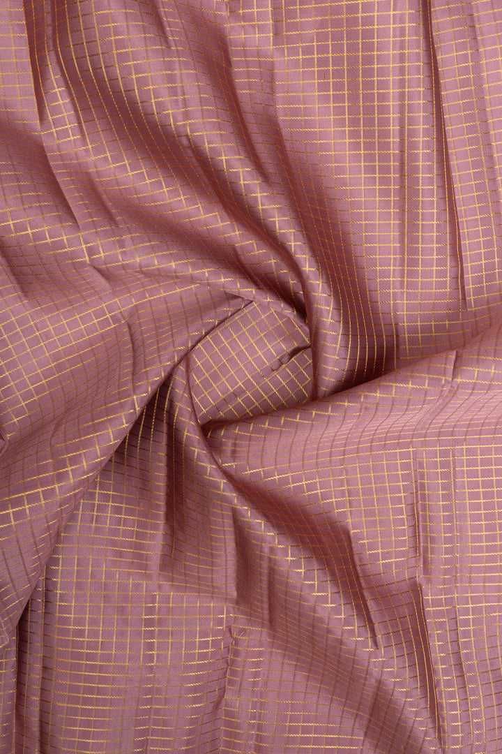 Mauve zari checks pure kanchipuram silk saree