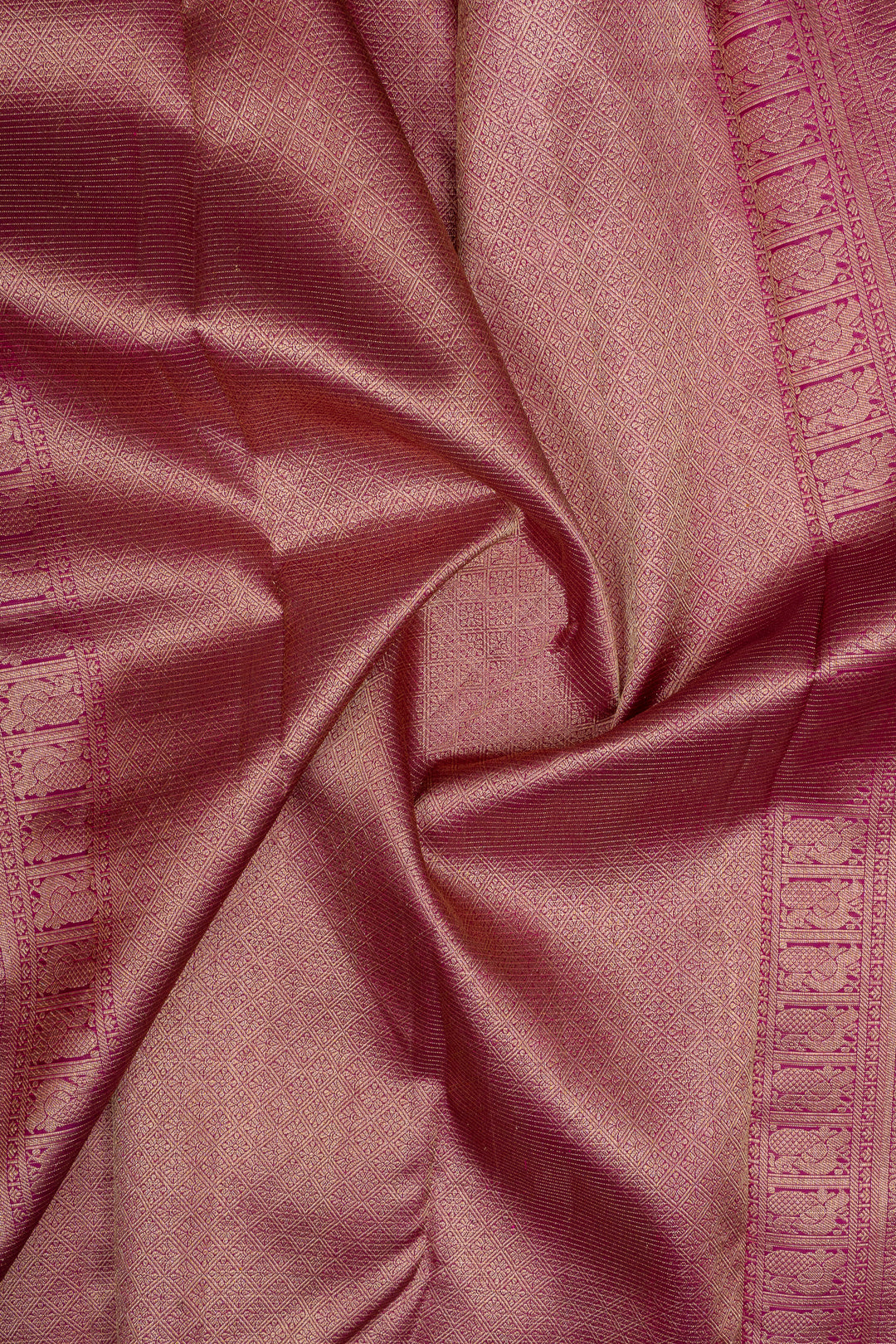 Peach pink Vairaoosi checks pure kanchipuram silk saree