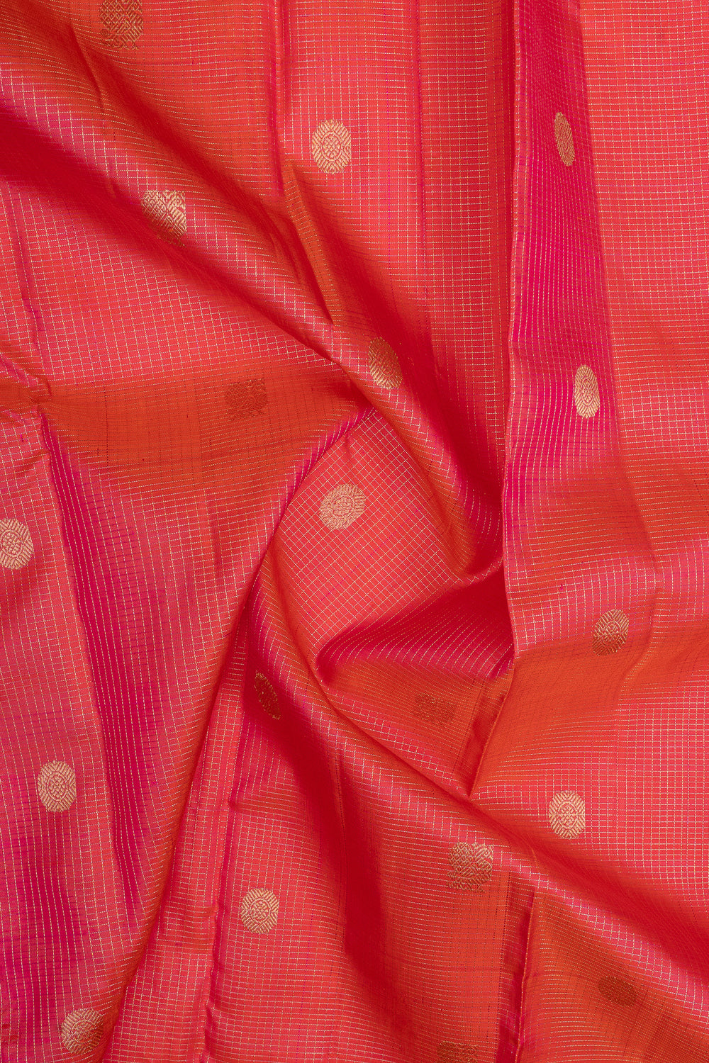 Peach pink Vairaoosi checks pure kanchipuram silk saree