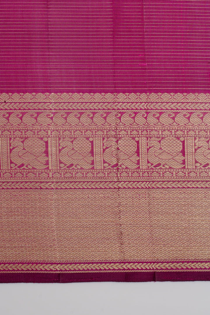 Peach pink Vairaoosi checks pure kanchipuram silk saree