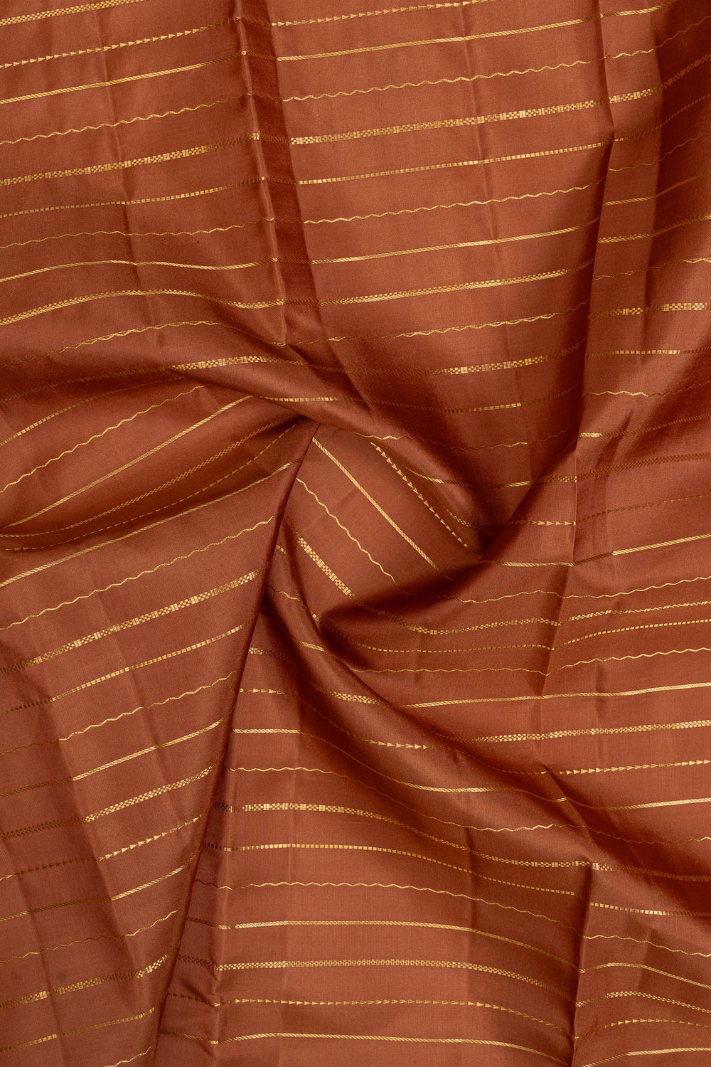 Rust orange neli stripes rettai pettu pure kanchipuram silk saree