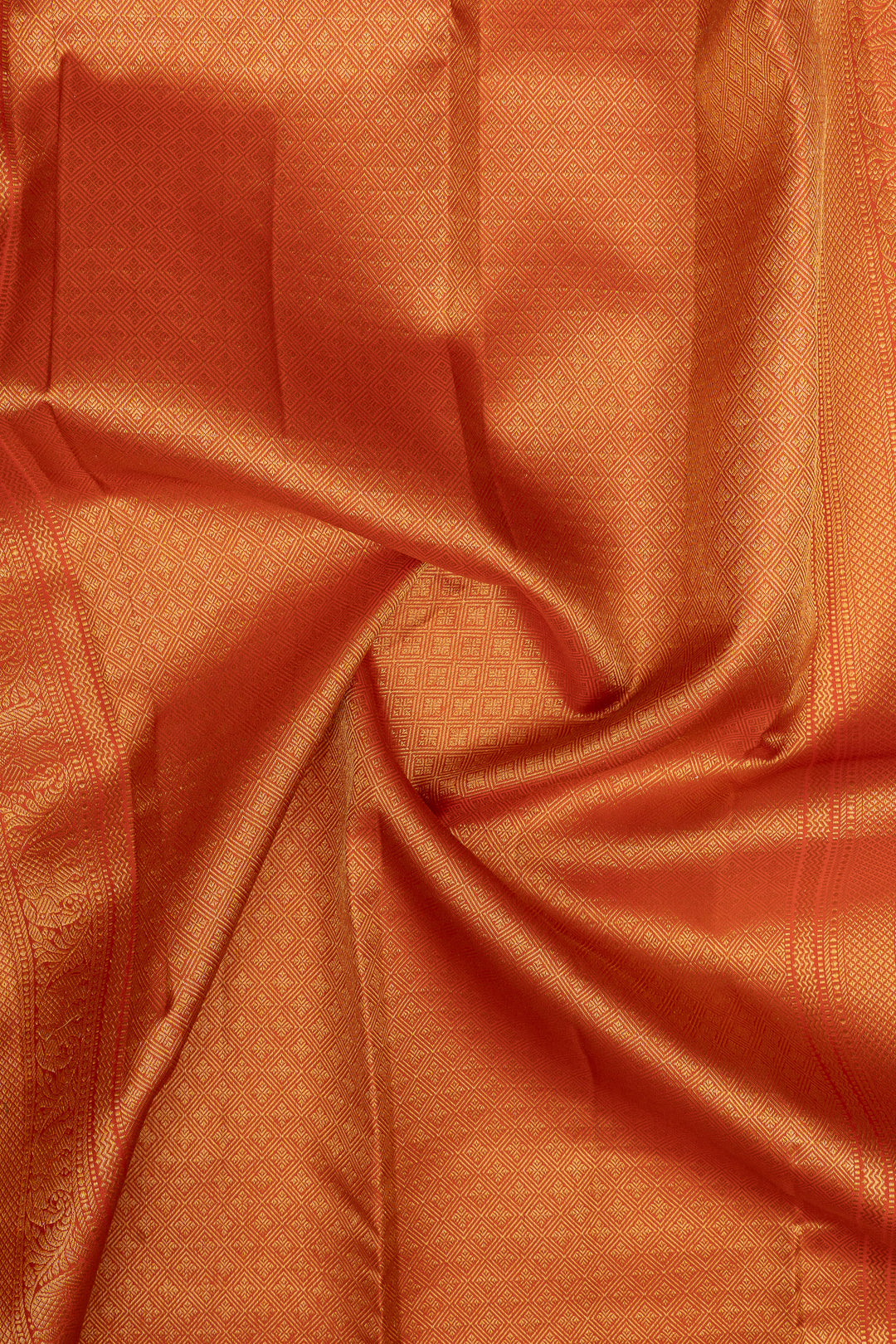 Rust orange neli stripes pure kanchipuram silk saree