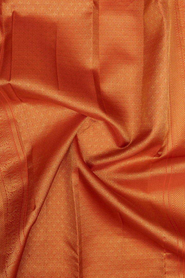 Rust orange neli stripes pure kanchipuram silk saree