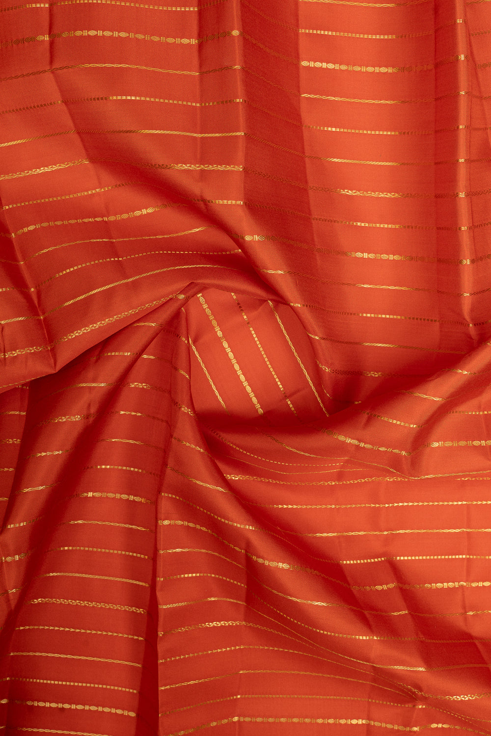 Rust orange neli stripes pure kanchipuram silk saree