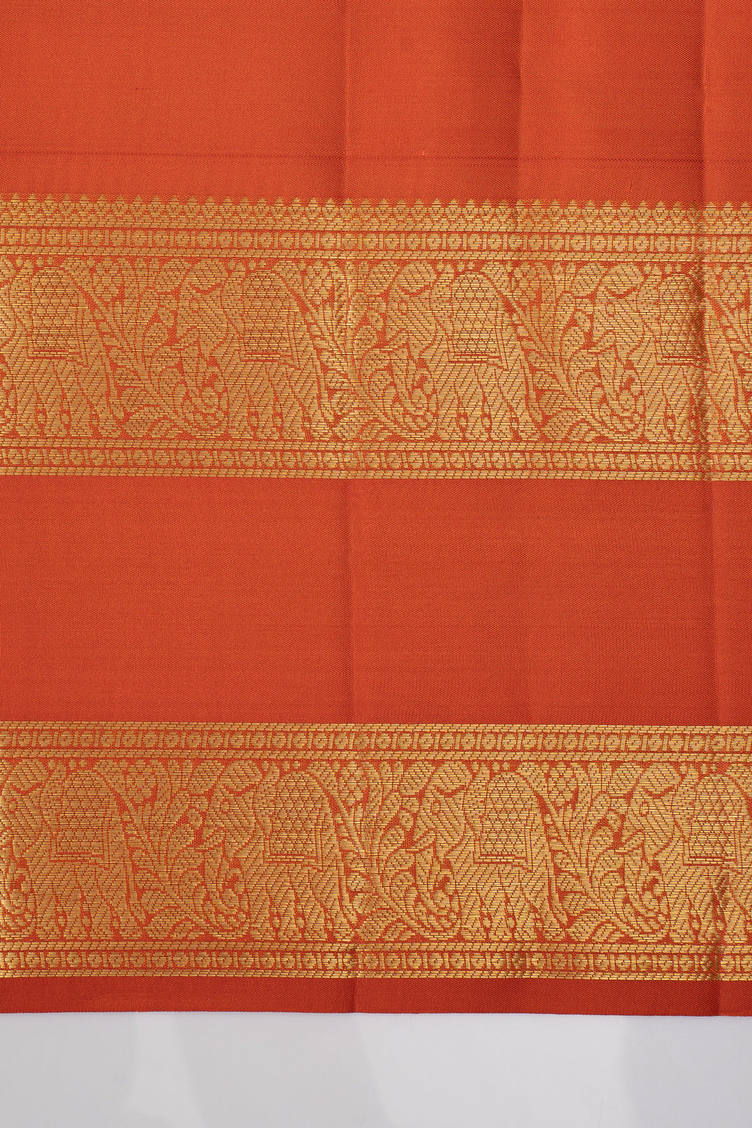 Rust orange neli stripes pure kanchipuram silk saree