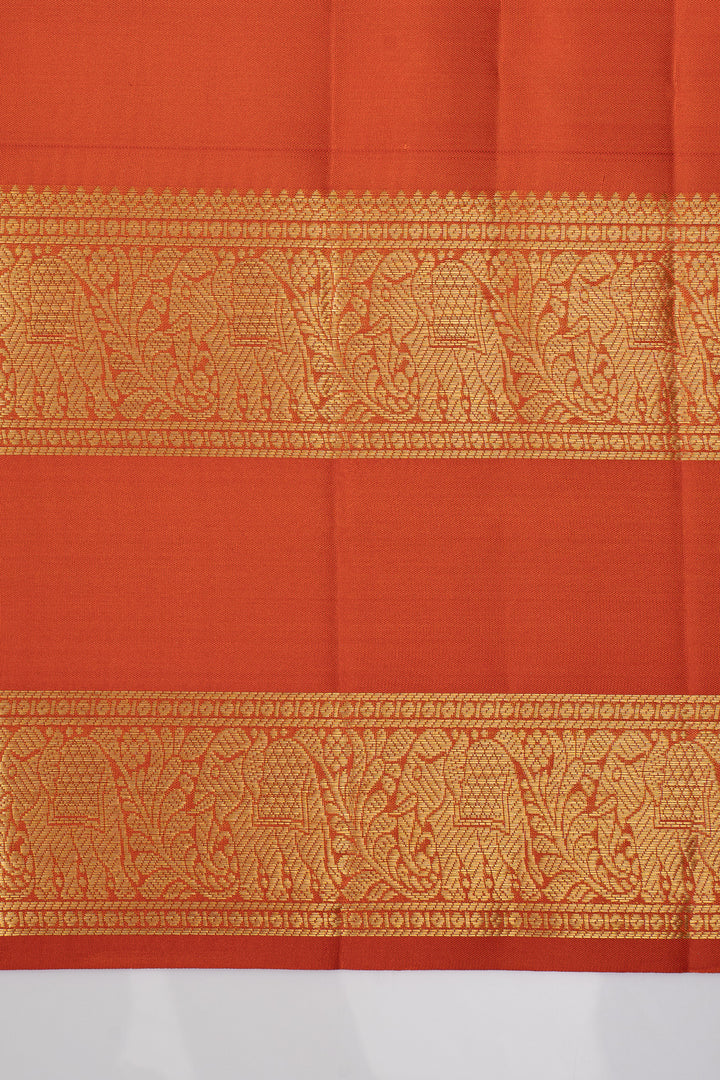 Rust orange neli stripes pure kanchipuram silk saree