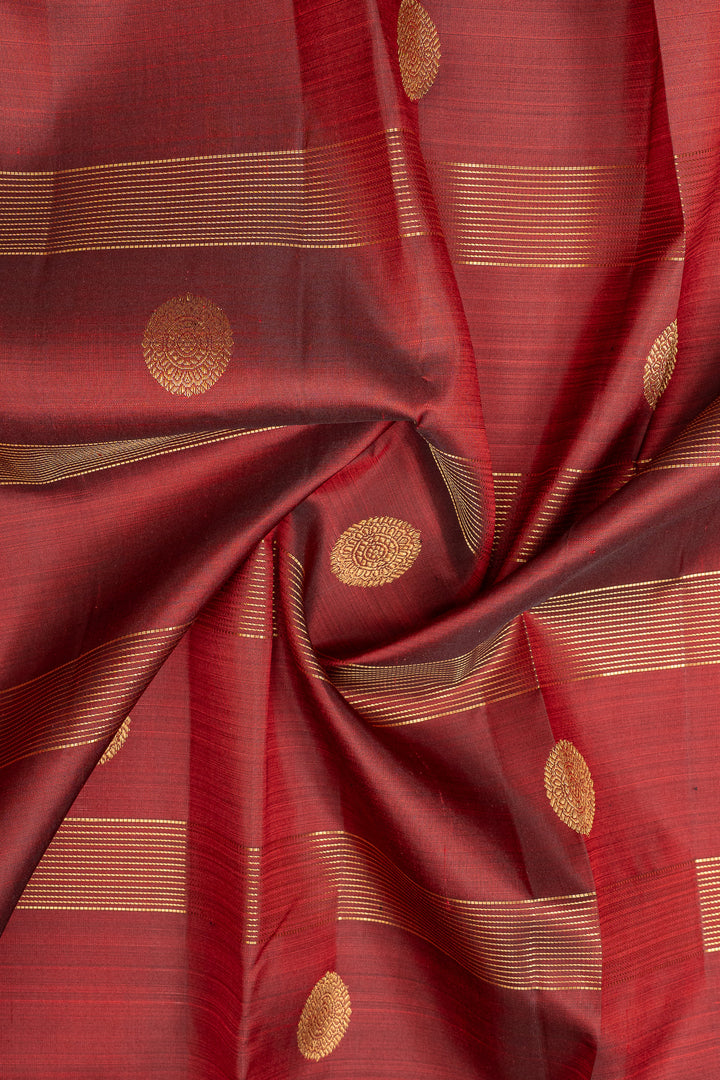Maroon stripes pure kanchipuram silk saree