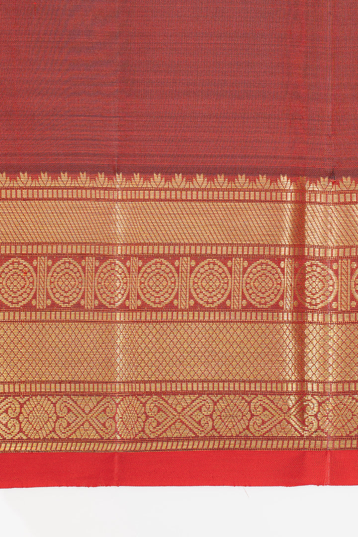 Maroon stripes pure kanchipuram silk saree