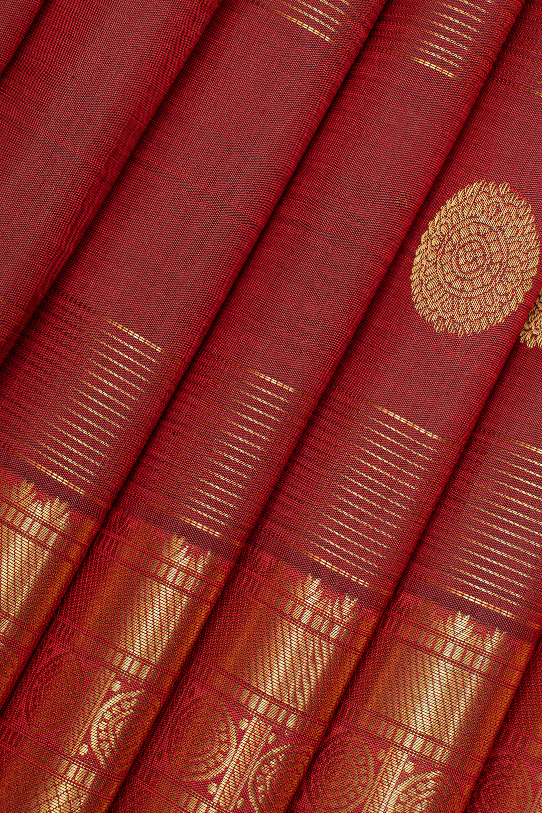 Maroon stripes pure kanchipuram silk saree