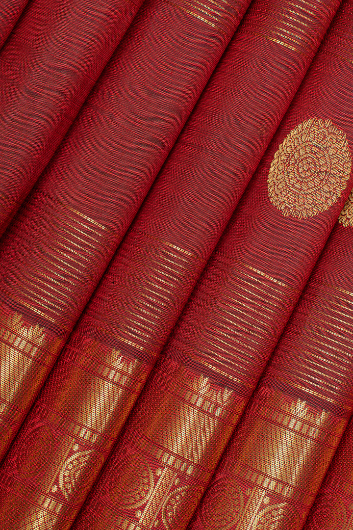 Maroon stripes pure kanchipuram silk saree