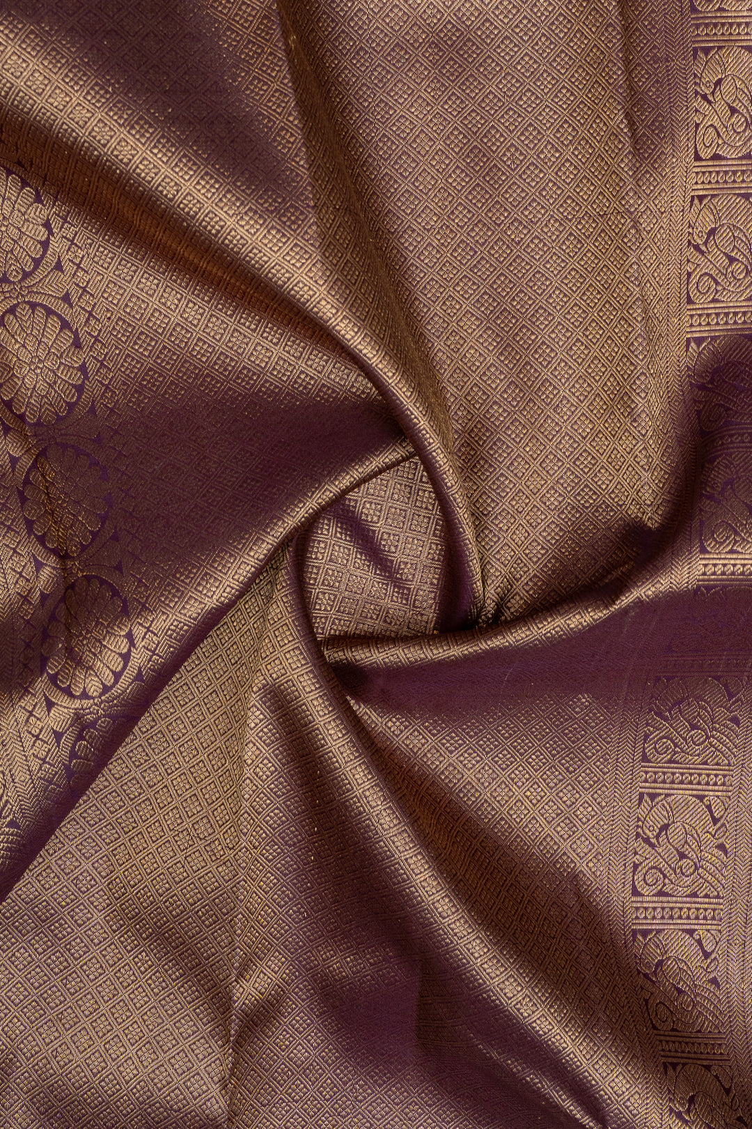 Purple Vairaoosi stripes rettai Pettu pure kanchipuram silk saree
