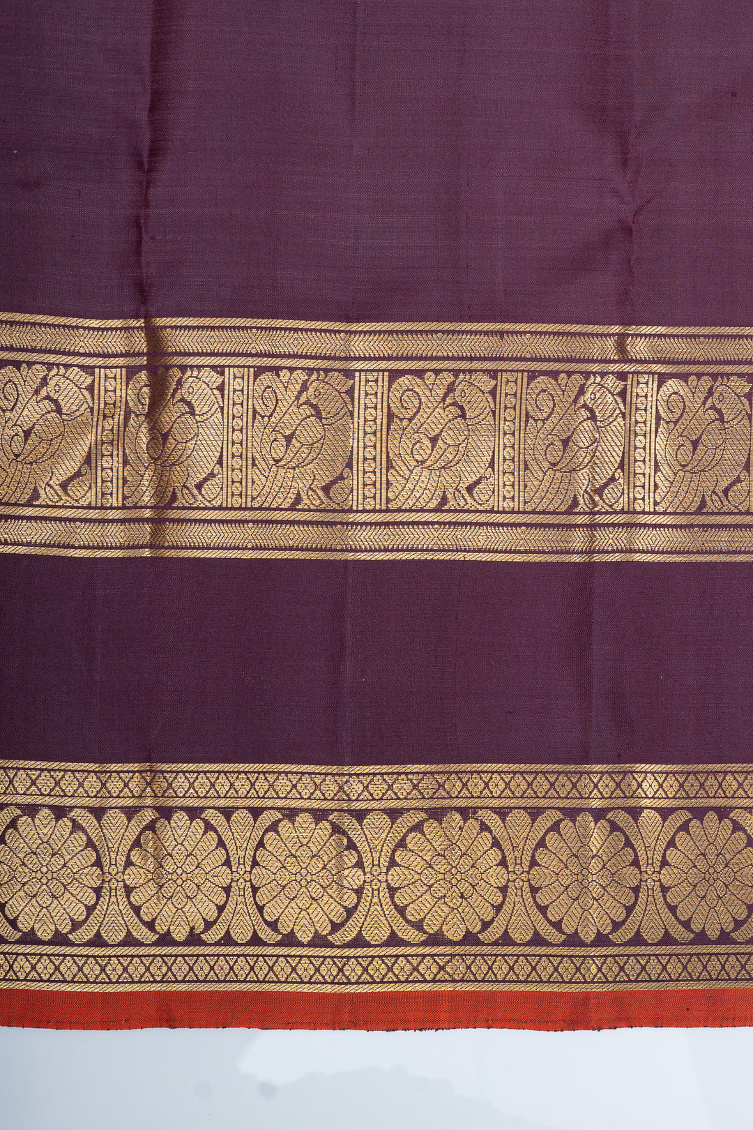 Purple Vairaoosi stripes rettai Pettu pure kanchipuram silk saree