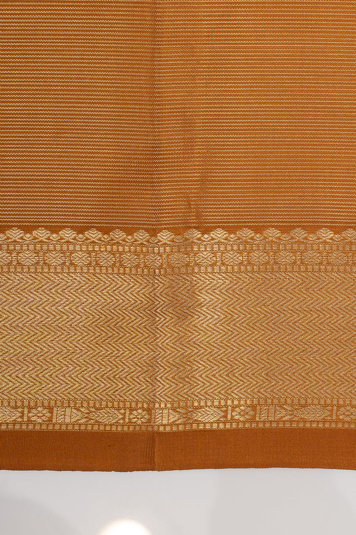 Mustard stripes pure kanchipuram silk saree
