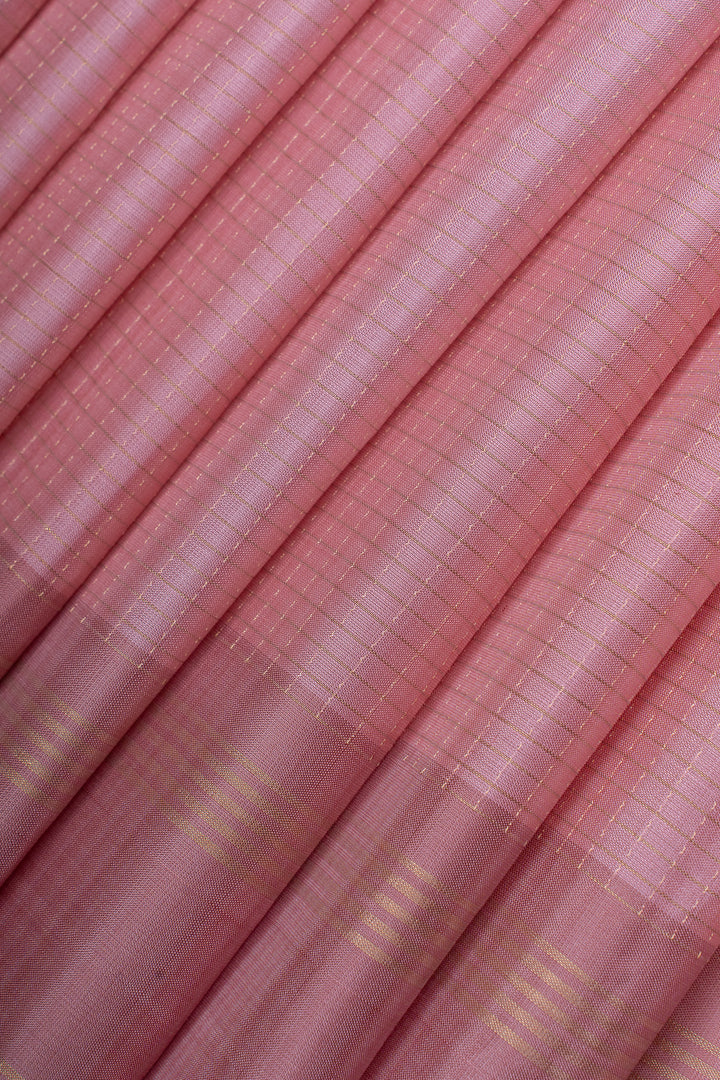 Pink zari checks pure kanchipuram silk saree