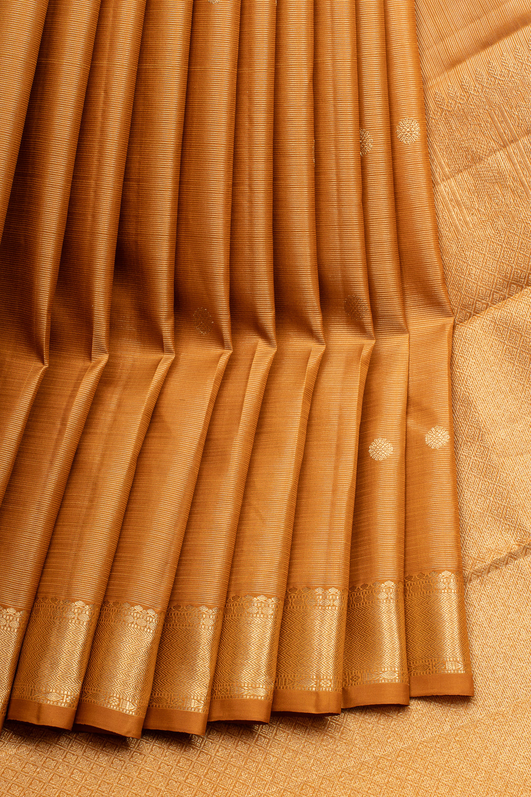 Mustard stripes pure kanchipuram silk saree