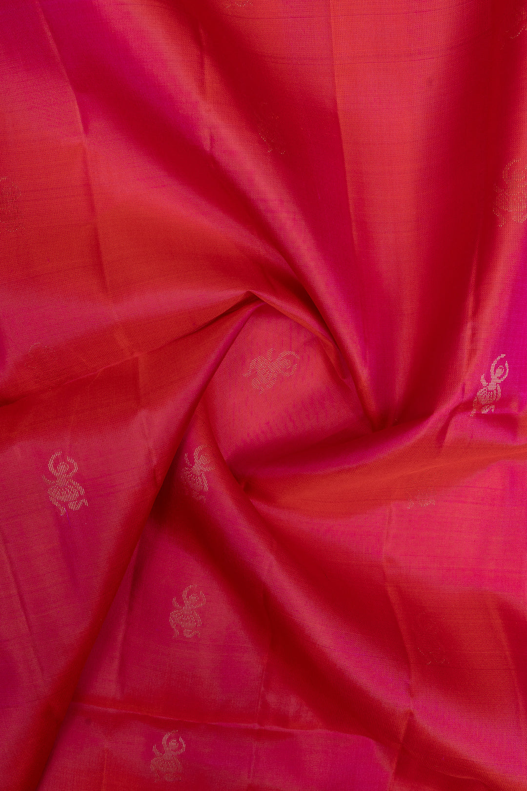 Peach orange dancing motifs pure soft silk