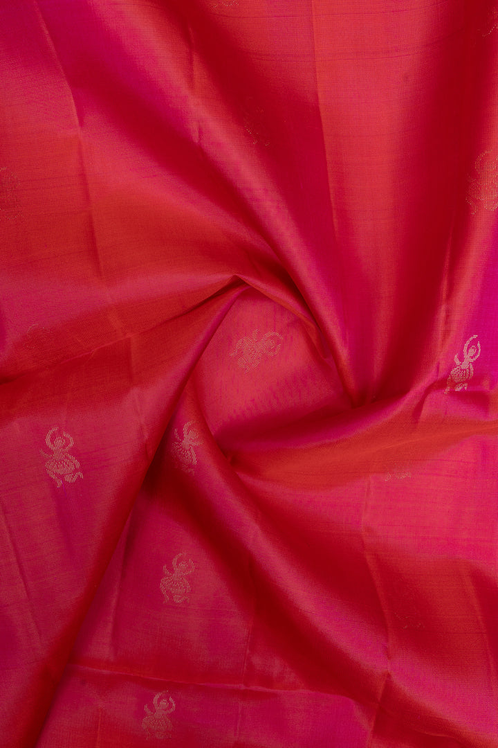 Peach orange dancing motifs pure soft silk