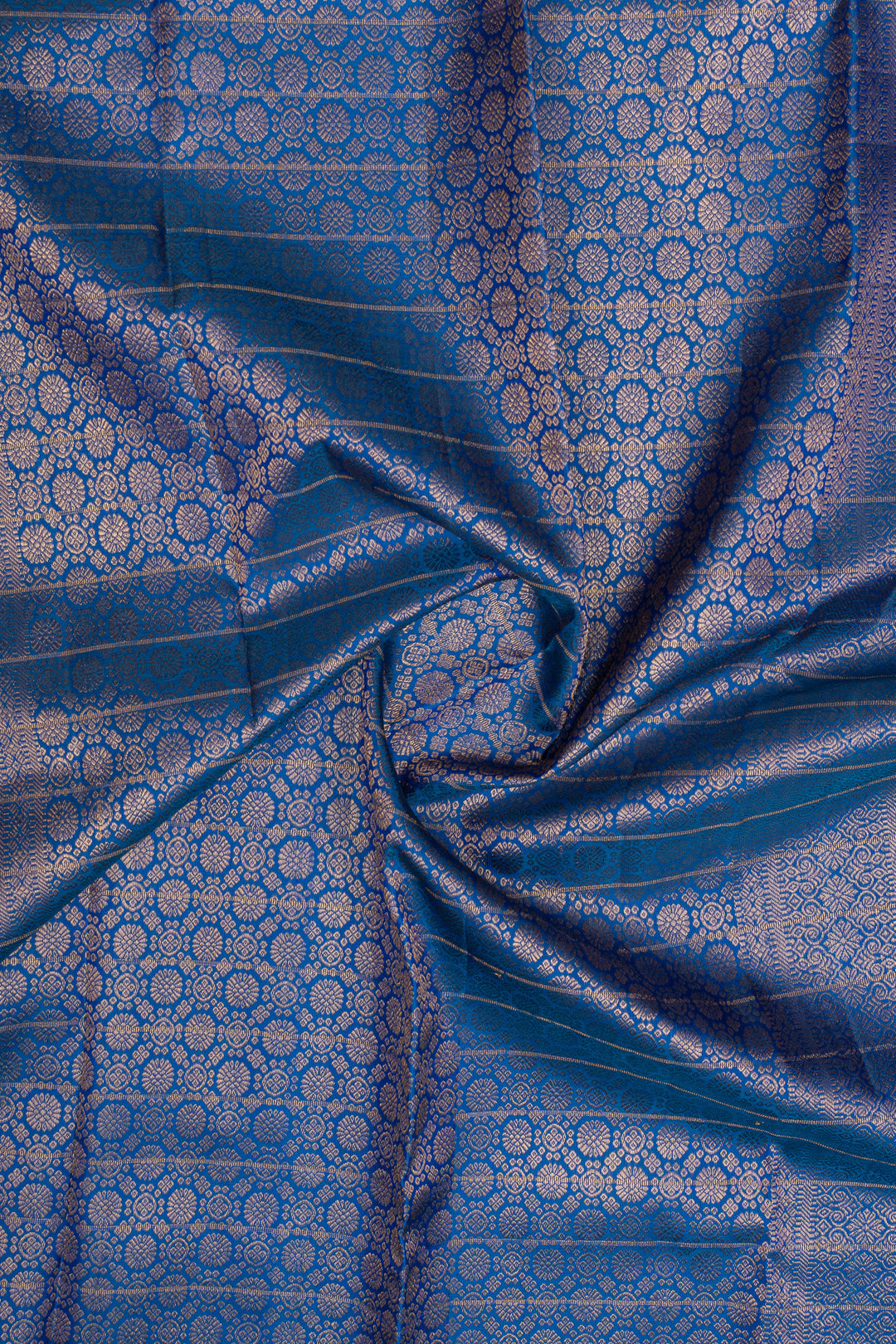 Peacock blue zari checks pure kanchipuram silk sare