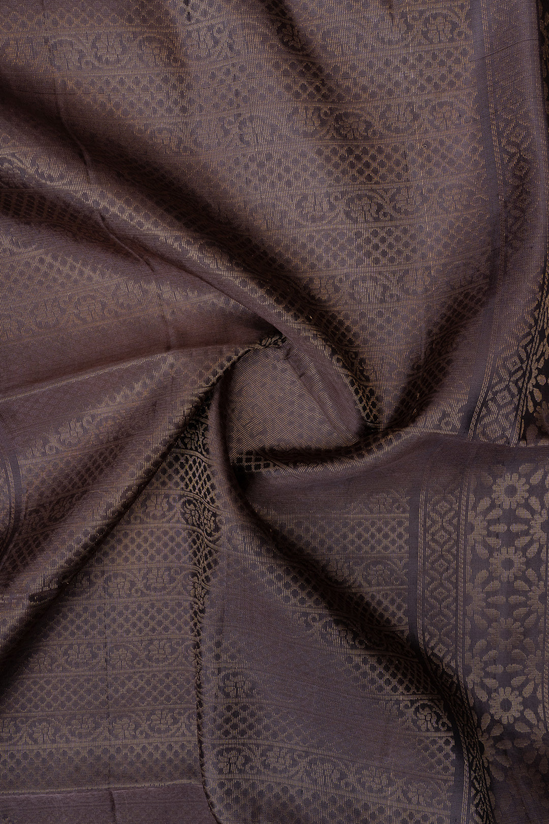 Aubergine purple and grey pure soft silk