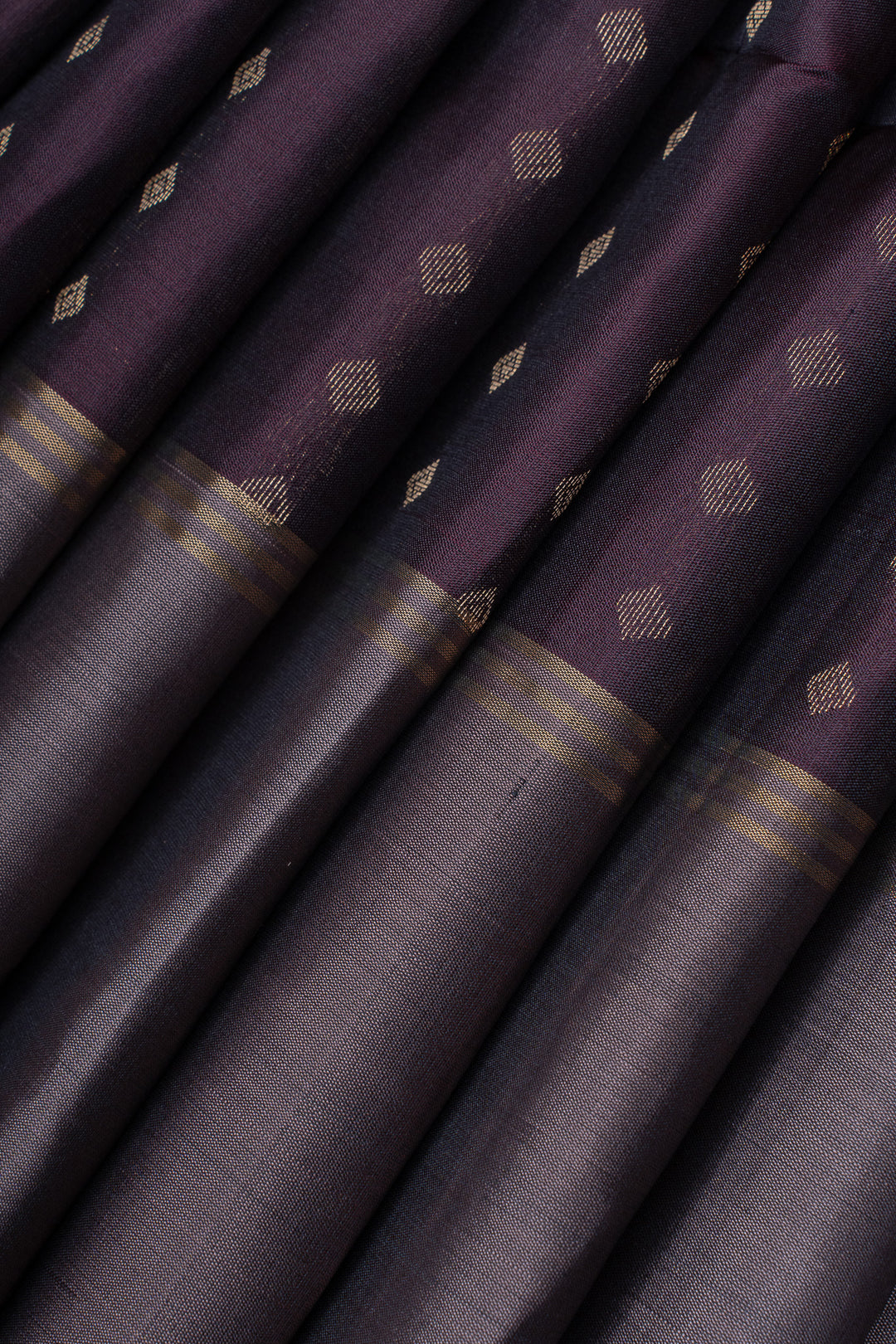 Aubergine purple and grey pure soft silk