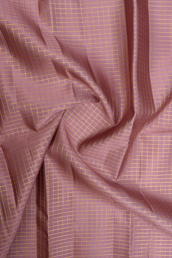 Mauve zari checks pure kanchipuram silk saree
