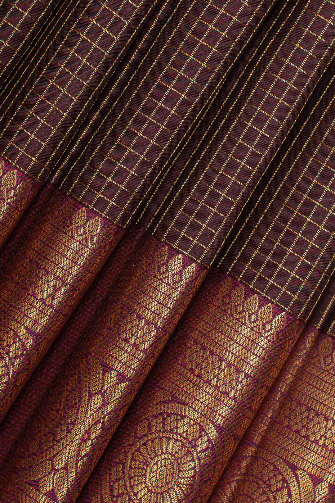Jamun purple zari checks pure kanchipuram silk saree