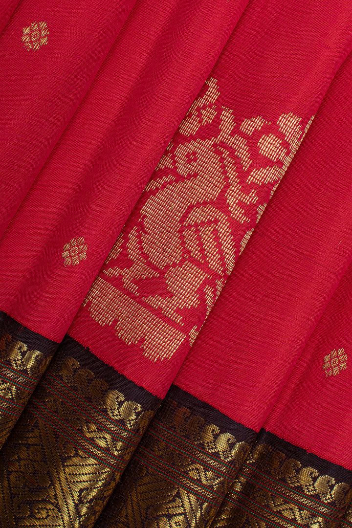 Pink and brown Beetu butta traditional  pure kanchipuram silk saree