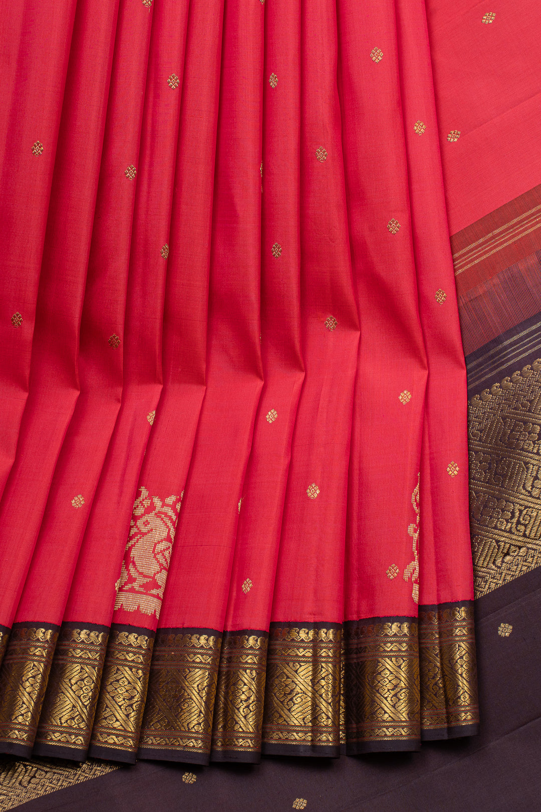Pink and brown Beetu butta traditional  pure kanchipuram silk saree