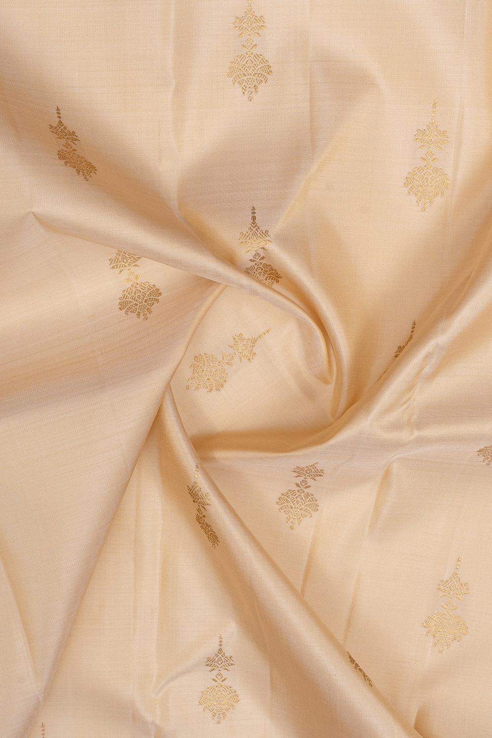 Cream and pink traditional jhumki motifs pure kanchipuram silk saree