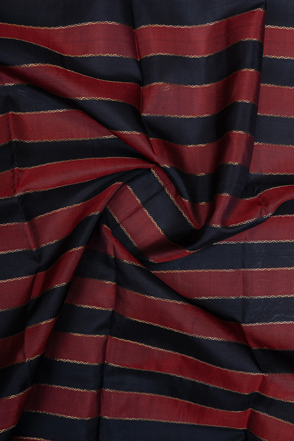 Navy blue and brown vintage checks pure kanchipuram silk
