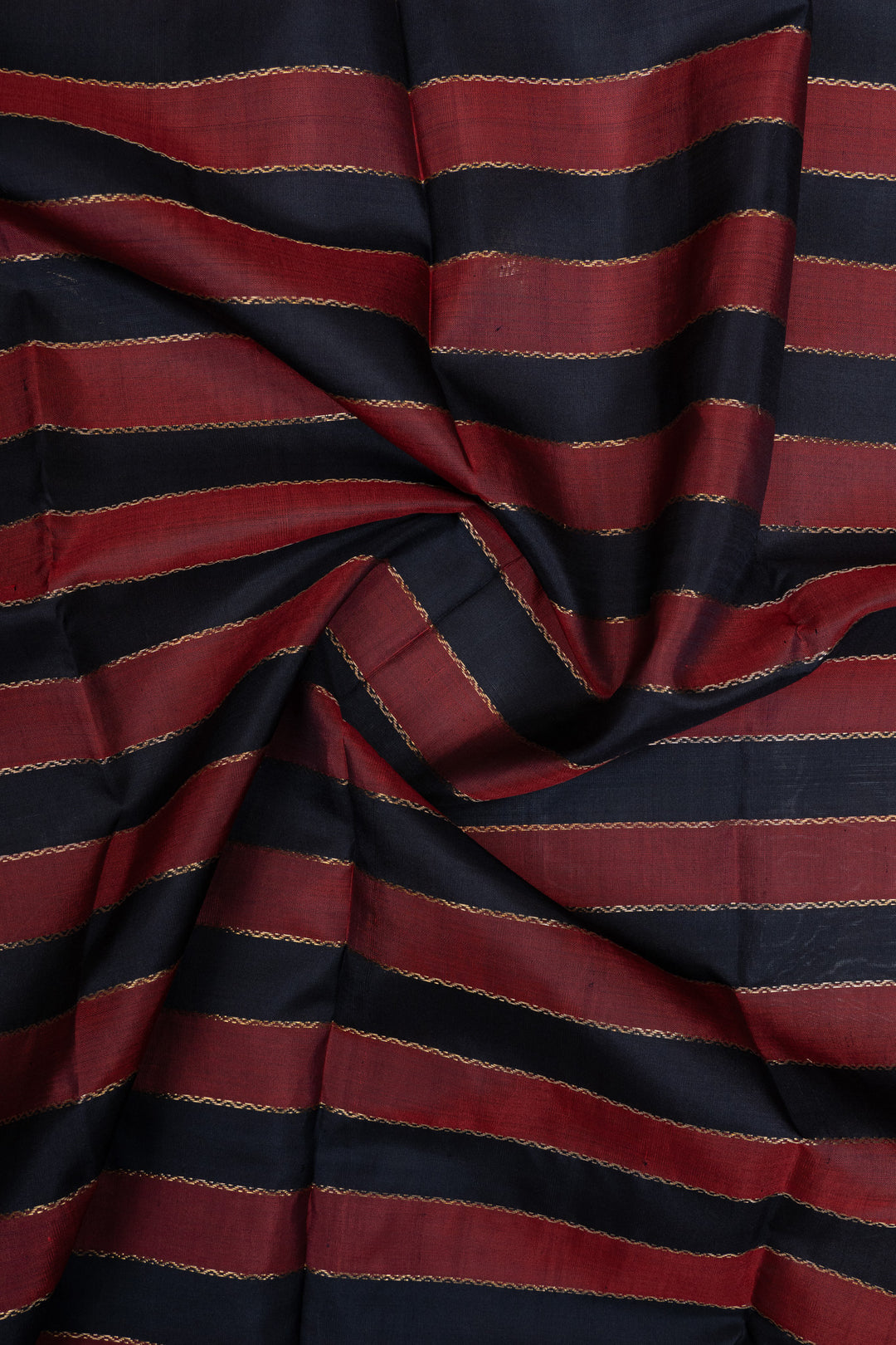 Navy blue and brown vintage checks pure kanchipuram silk