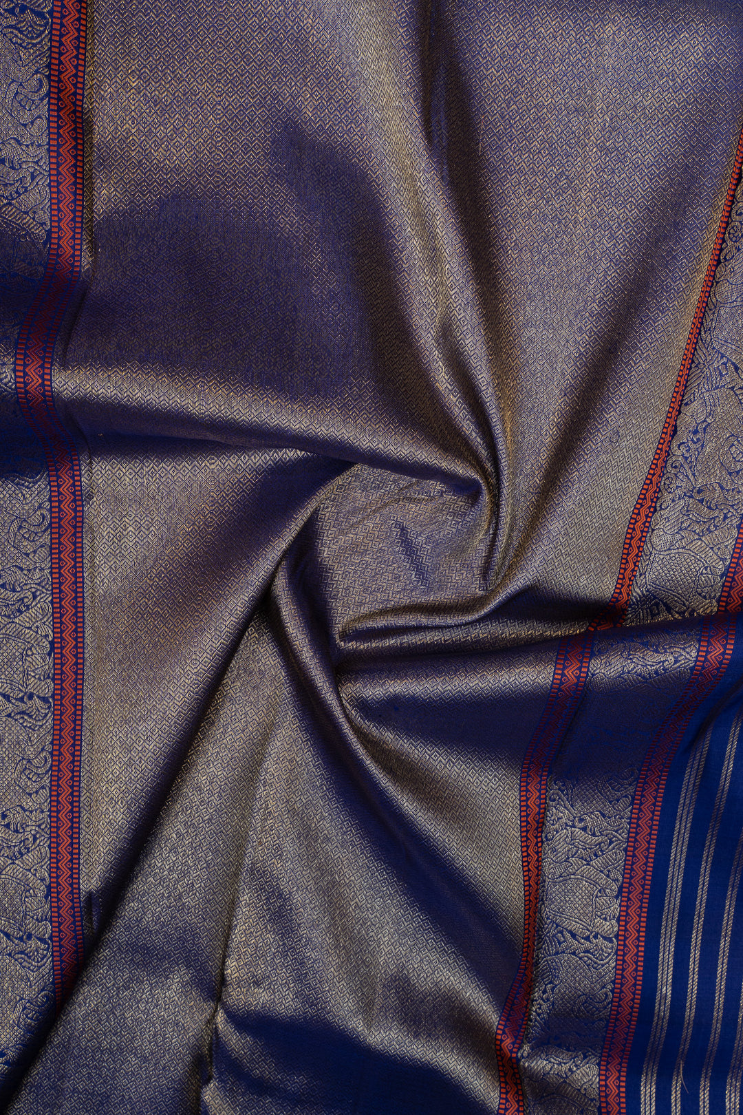 Pink and blue vintage checks pure kanchipuram silk saree