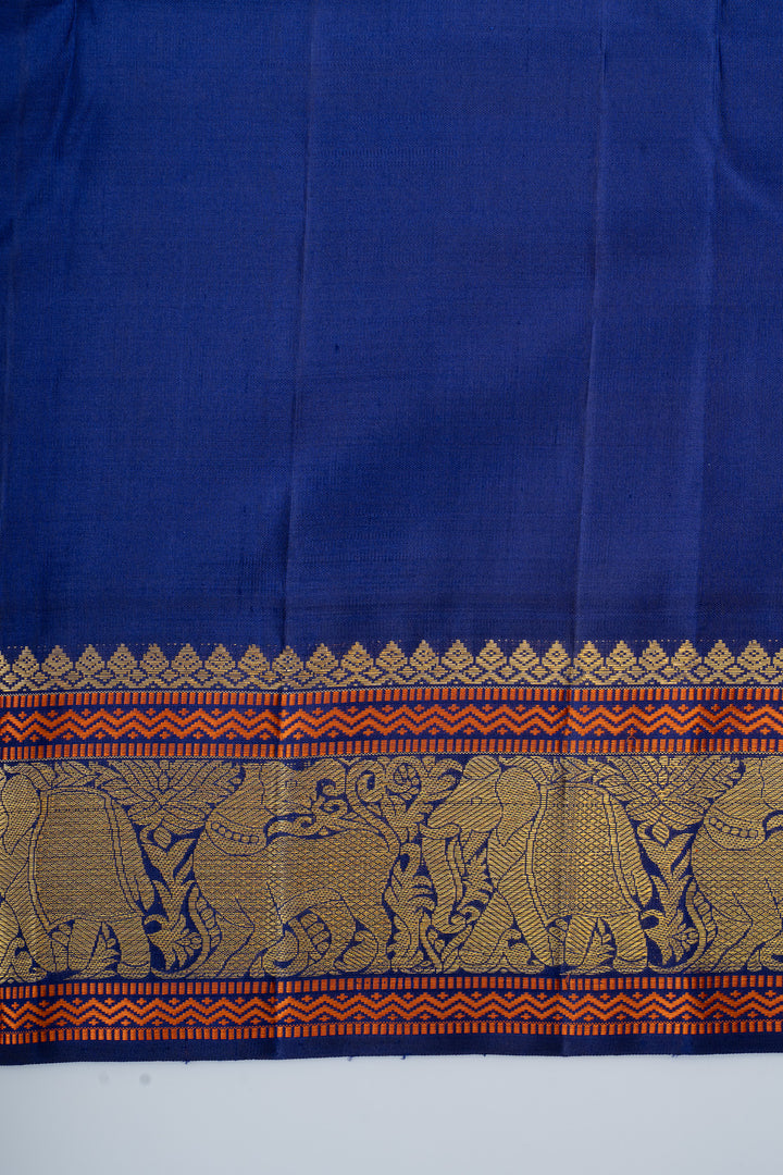 Pink and blue vintage checks pure kanchipuram silk saree