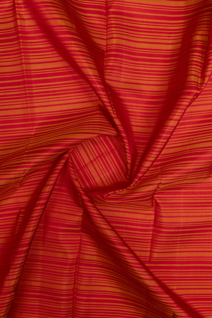 Red and purple stripes pure kanchipuram silk saree