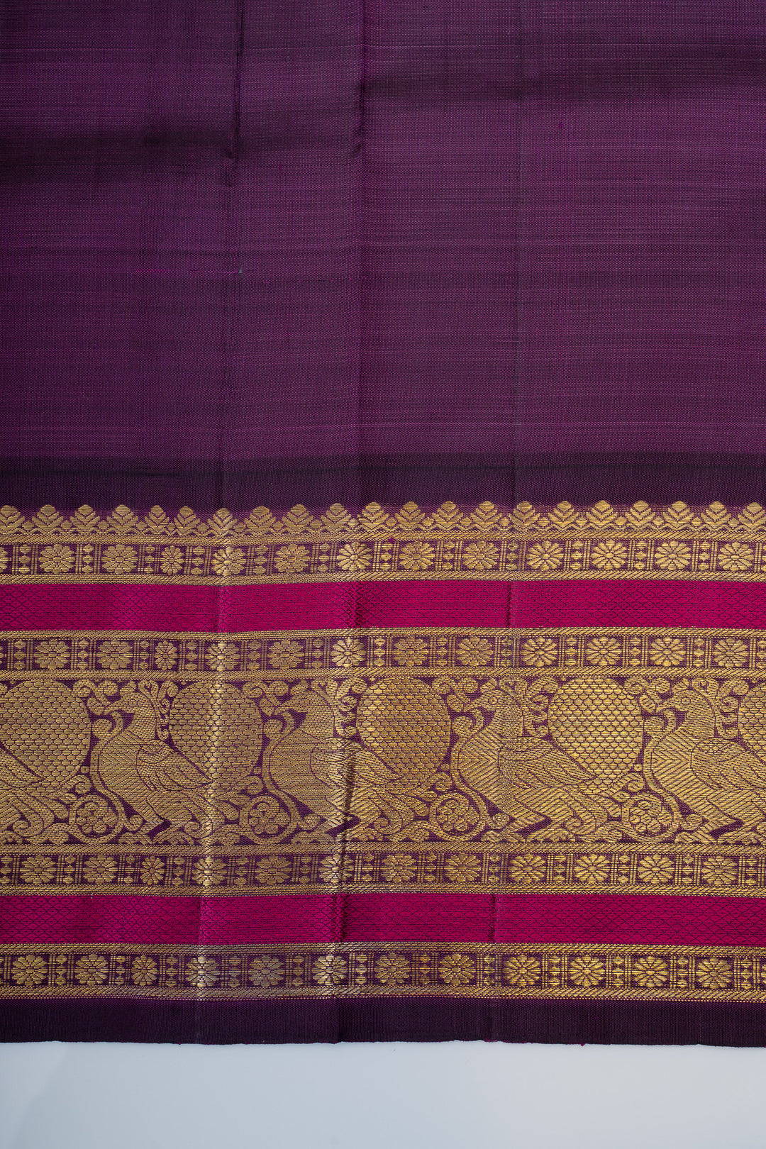Red and purple stripes pure kanchipuram silk saree