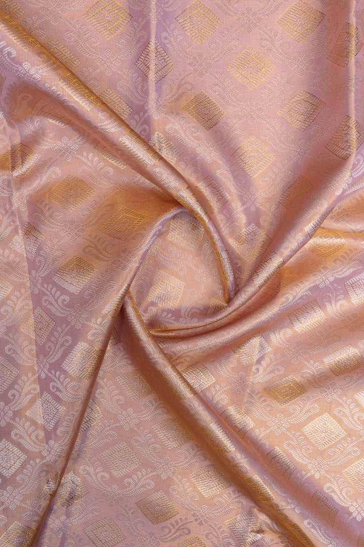 Baby pink and red Brocade pure kanchipuram silk saree
