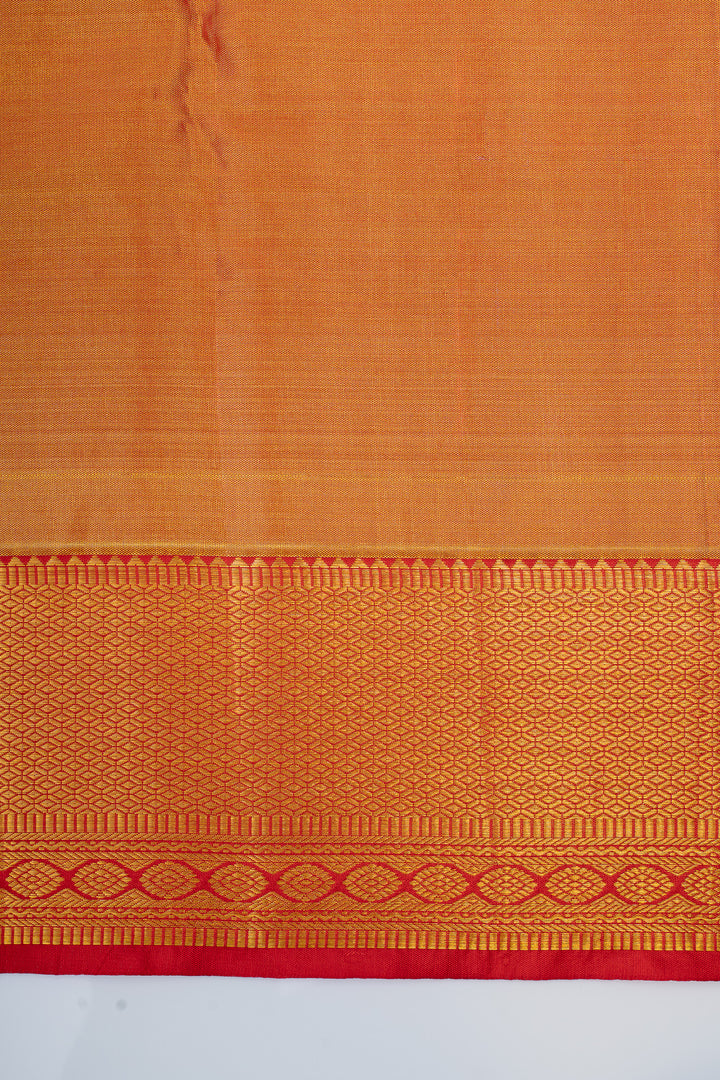 Baby pink and red Brocade pure kanchipuram silk saree