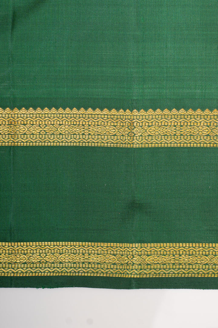 Pink and green rettai pettu pure kanchipuram silk saree