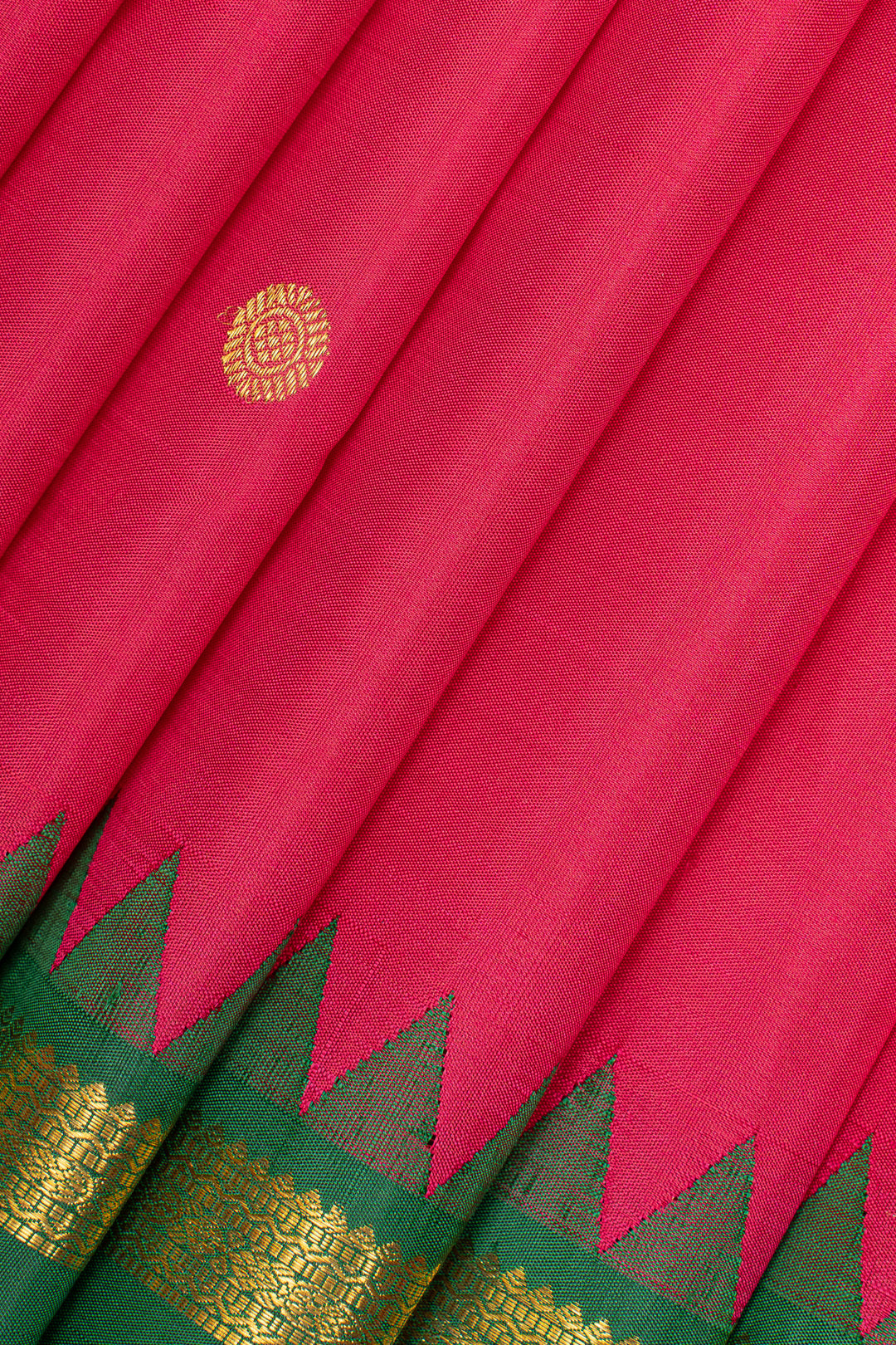 Pink and green rettai pettu pure kanchipuram silk saree