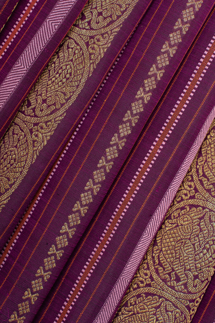 Jamun purple borderless traditional pure kanchipuram silk saree