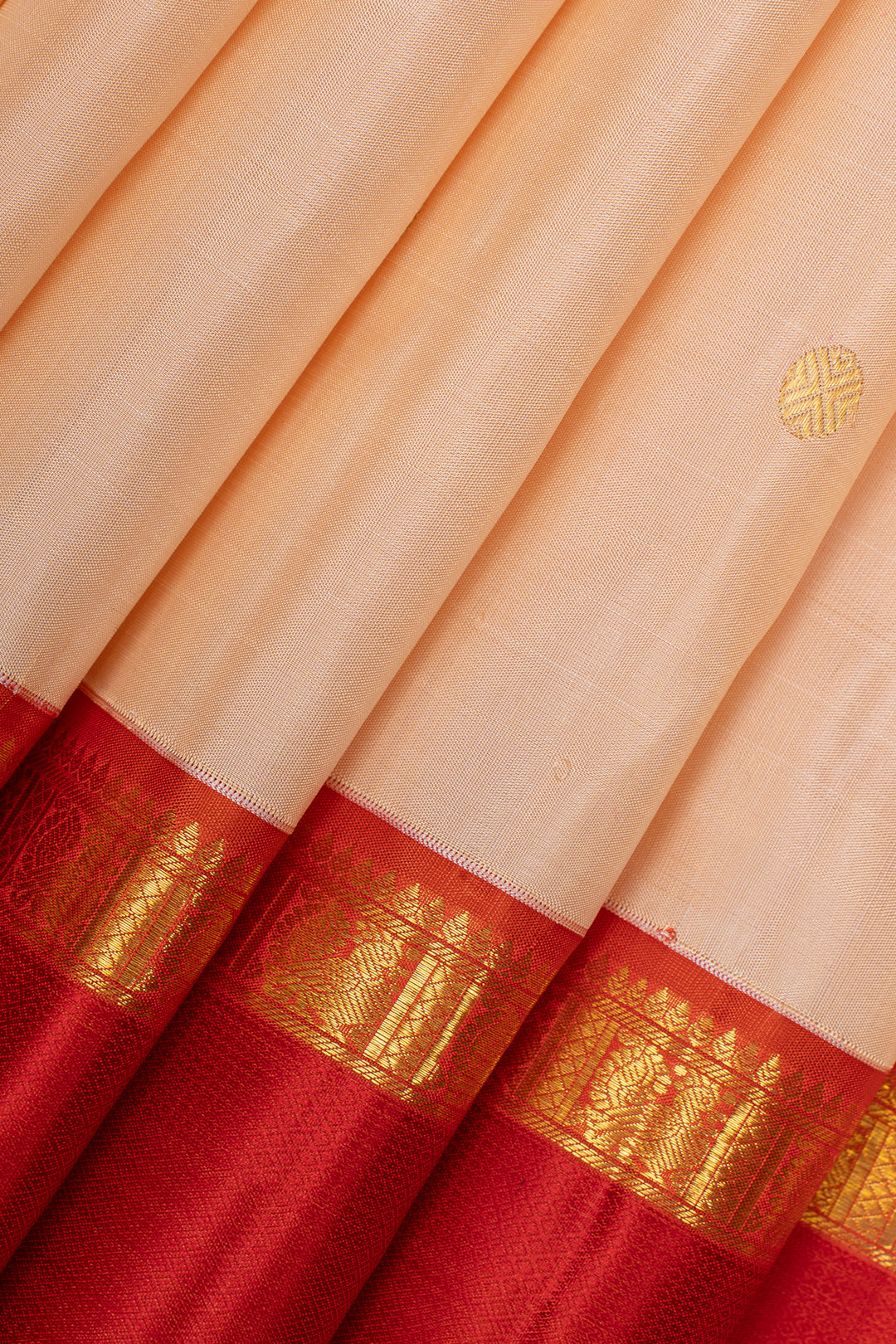 Peach traditional pure kanchipuram silk saree