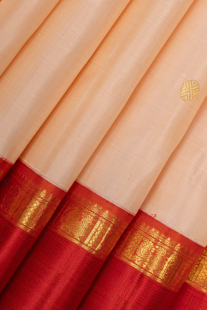 Peach traditional pure kanchipuram silk saree