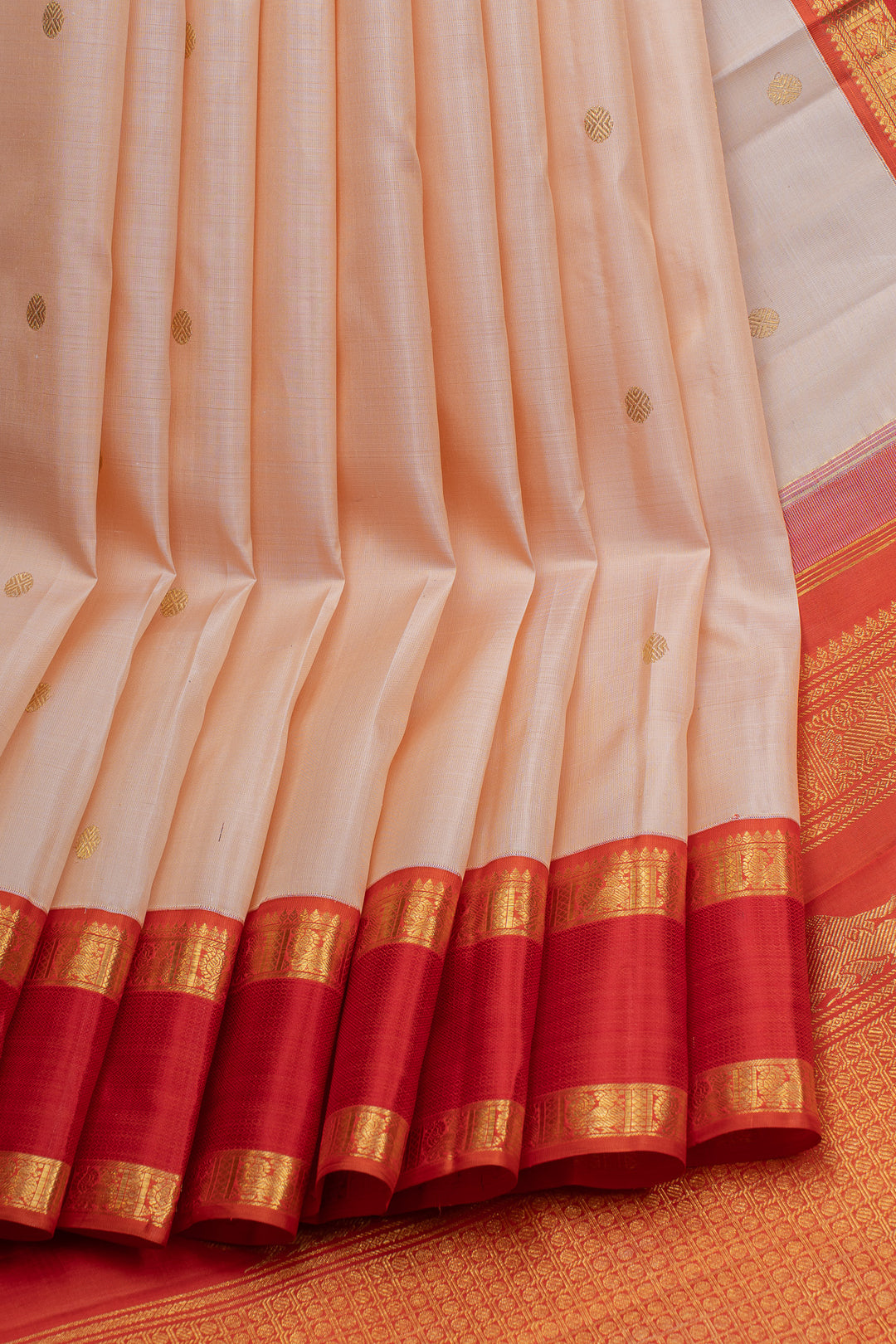 Peach traditional pure kanchipuram silk saree