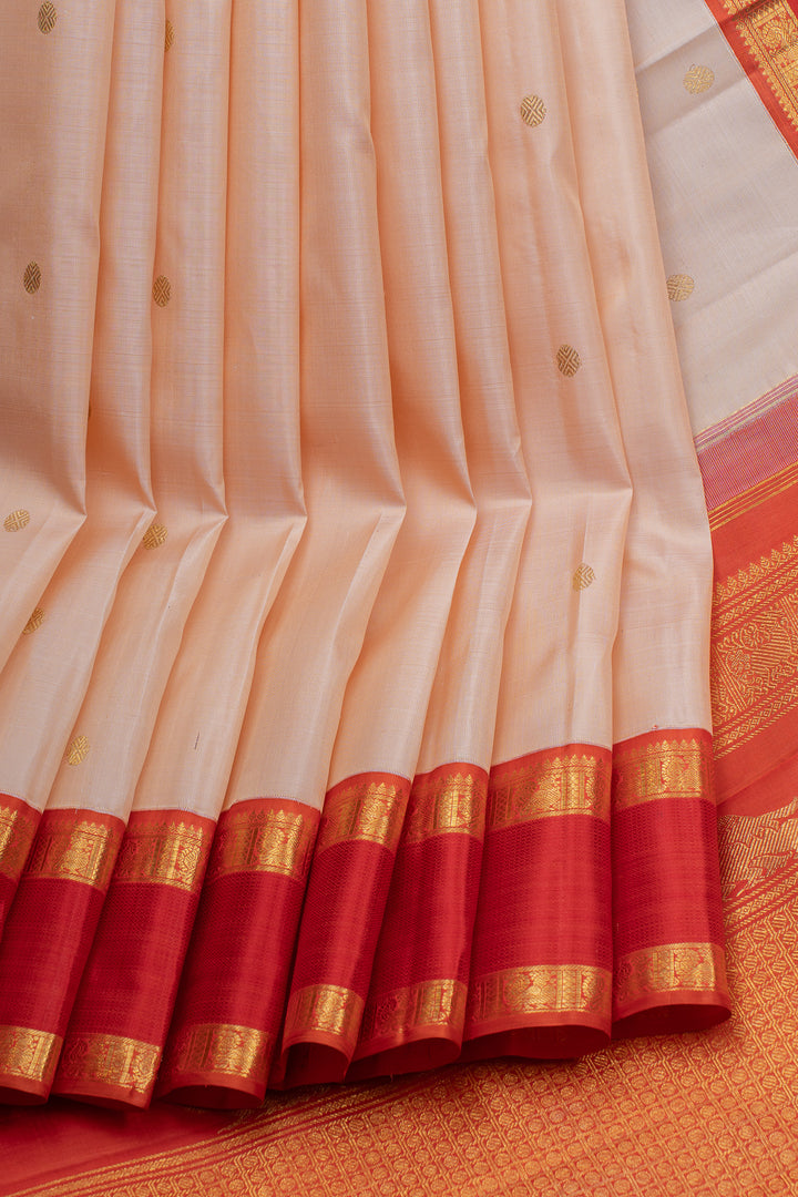 Peach traditional pure kanchipuram silk saree
